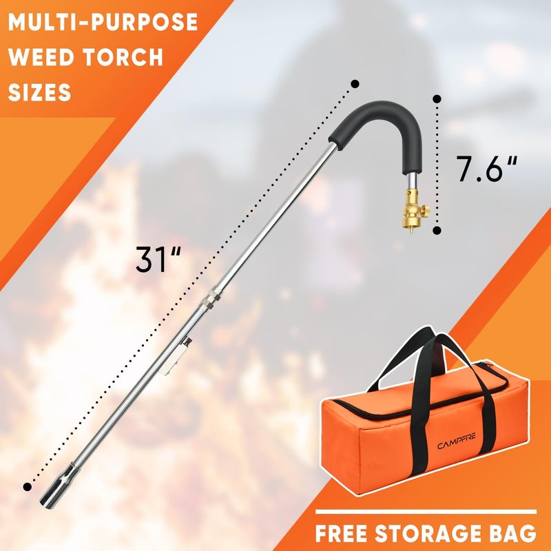 Campfire Weed Burner Propane Torch With Storage Bag,Weed Torch With Turbo Trigger Push Button Igniter For Garden Snow Melting Charcoal Start - Image 2